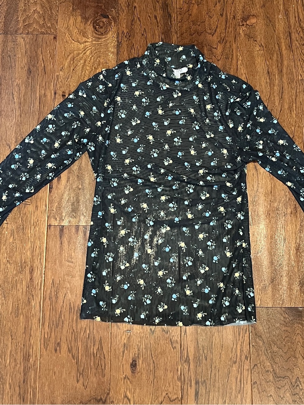 AFRM Black Floral Mesh Long-Sleeve